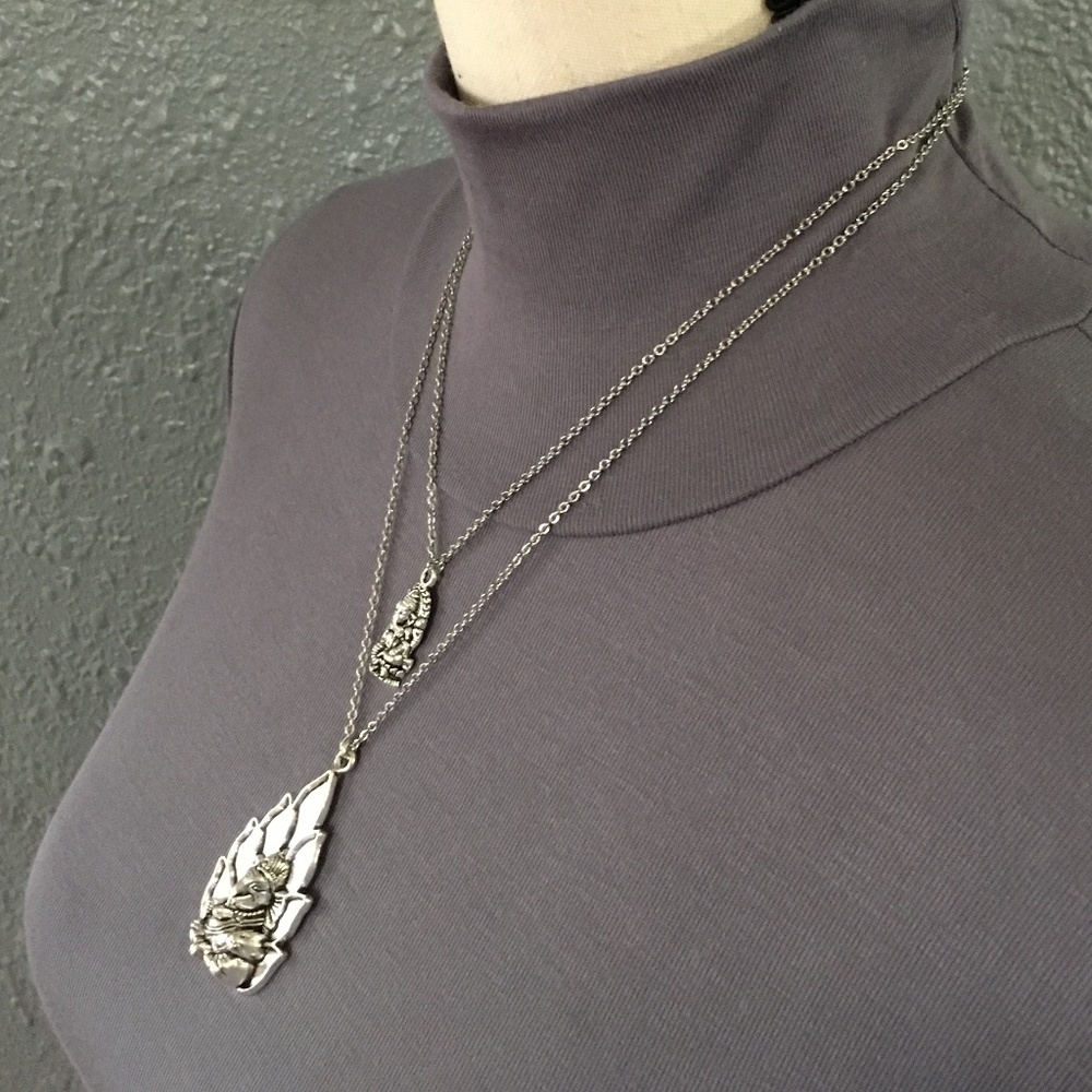 “Lucky Ganesh” Silver Hindu Elephant God Handmade 2-Layer Adjustable Necklace - Picture 5 of 15